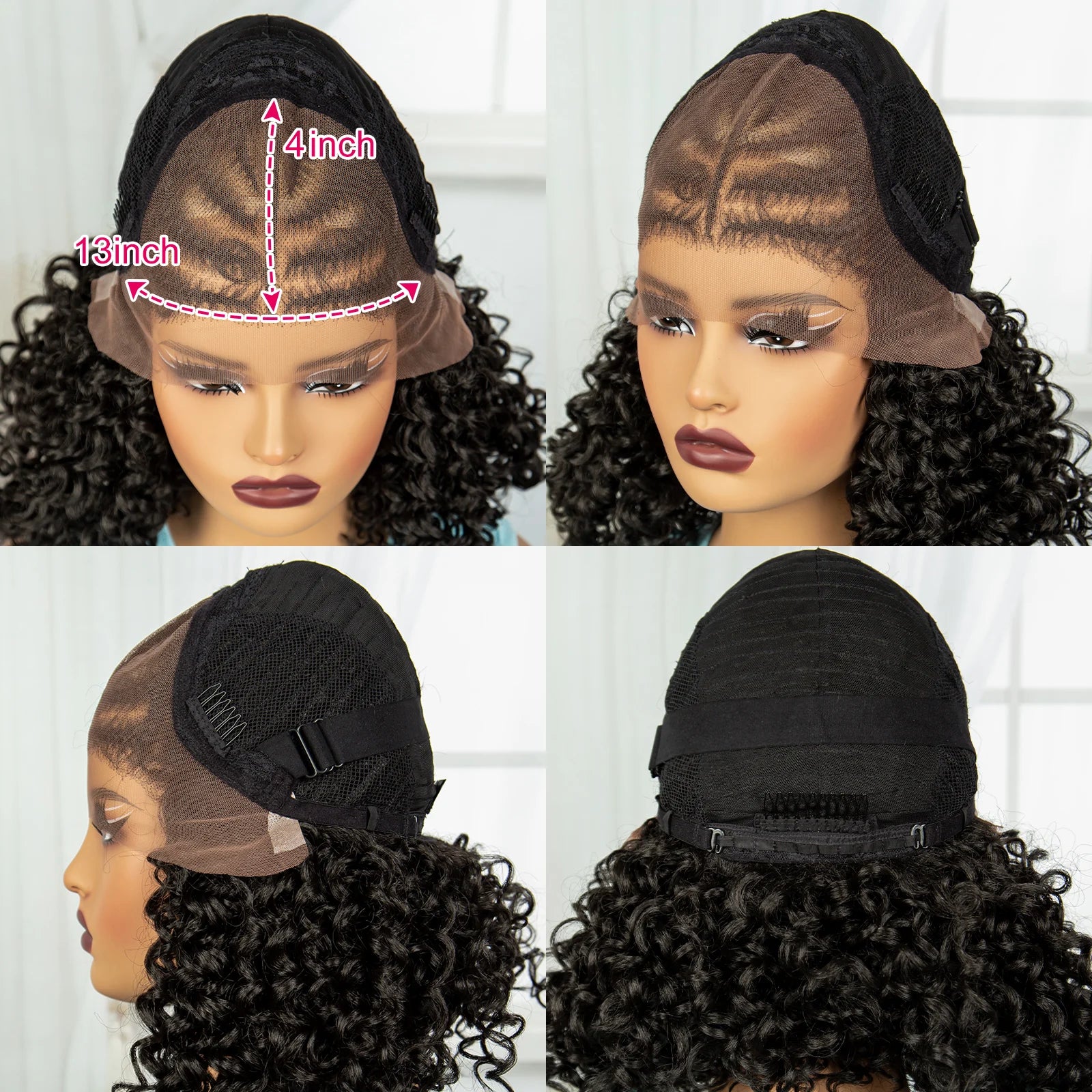 16" Cornrow Braids Wig with Afro Kinky Curly Ends | Knotless Lace Front | Baby Hair Luxegan
