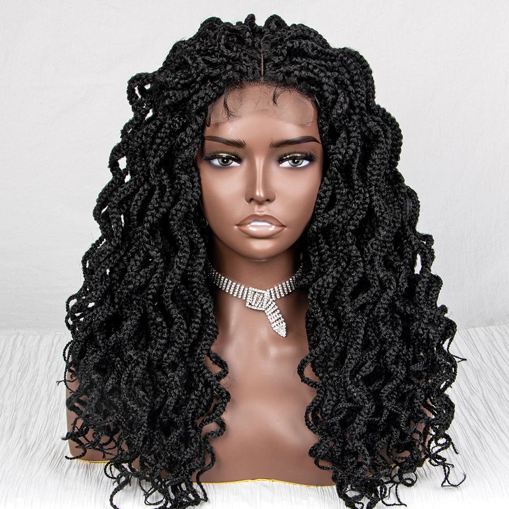 18" Knotless Box Braids Wig | Synthetic Lace Front Luxegan