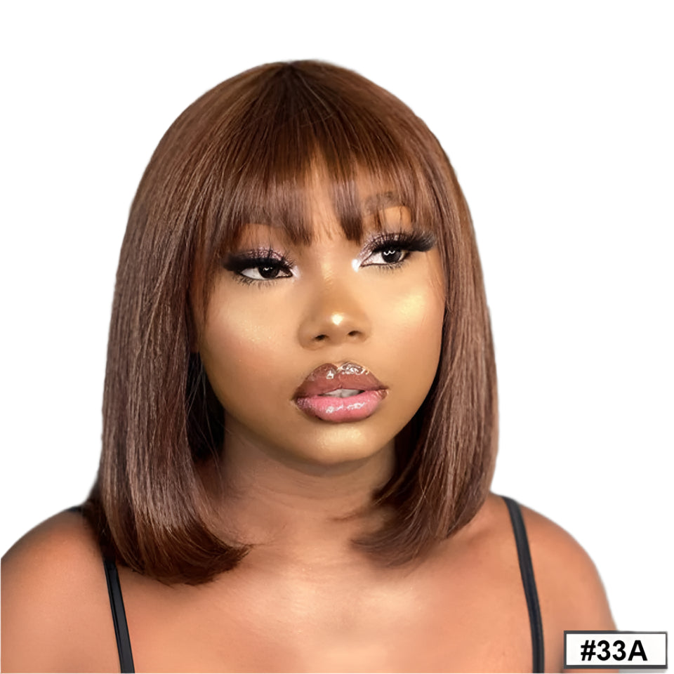 180% Density Straight Bob Wig | Easy Part Human Hair with Middle Part Ban Luxegan