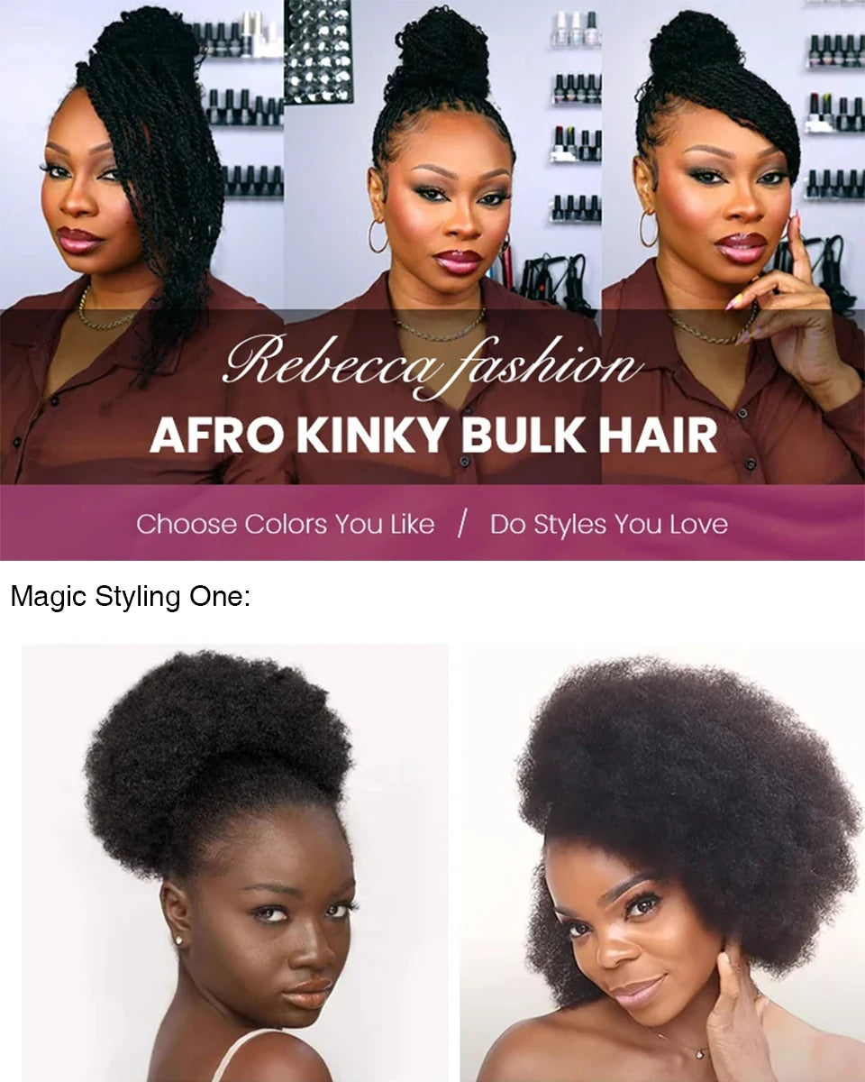 Brazilian Grey Kinky Curly Bulk Human Hair | Remy Hair Extensions | Dreadlock Braiding Hair | 50g/Pack