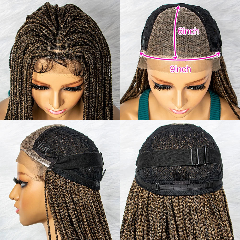 36" Water Wave Braided Lace Front Wig with Baby Hair | African Braids Luxegan