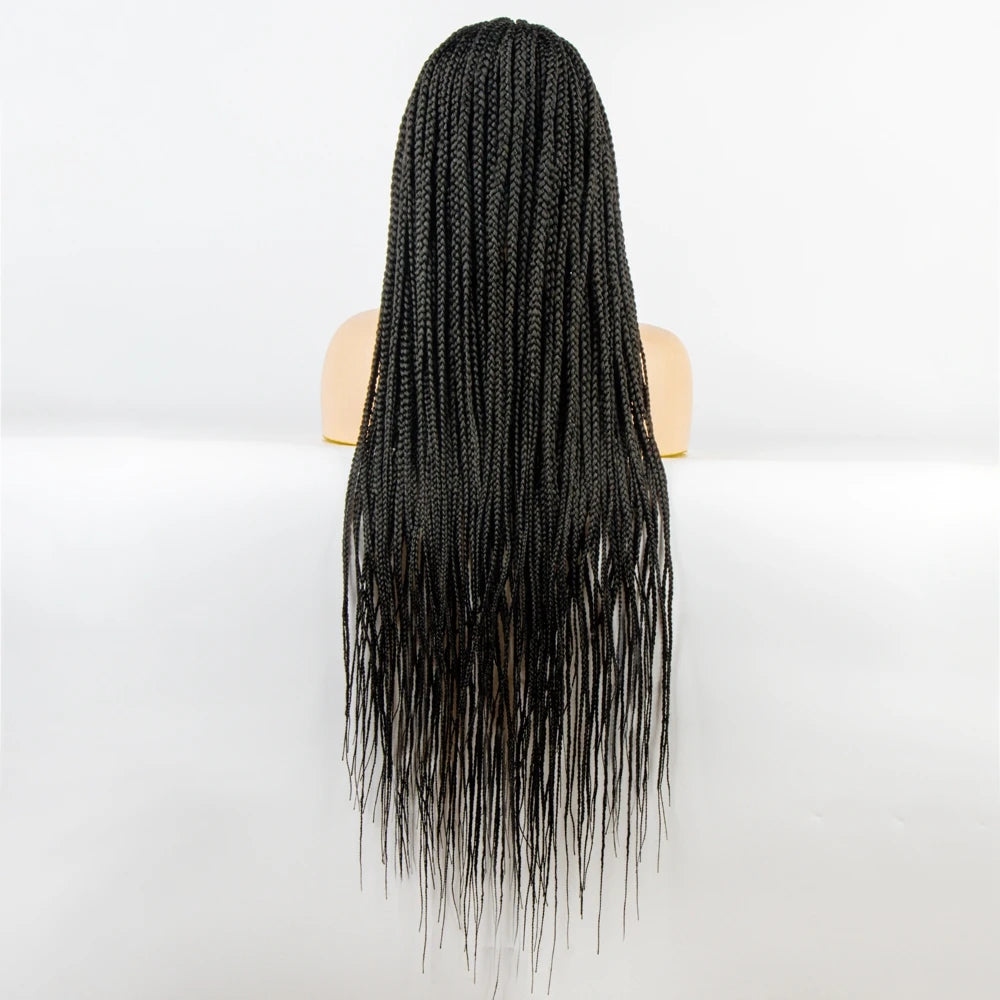 Double Full Lace Knotless Box & Cornrow Braids Wig Luxegan