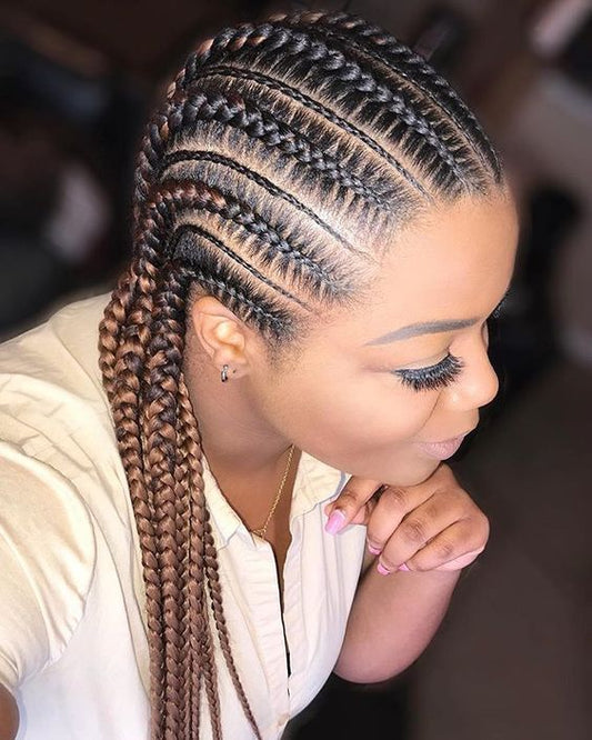 36" Cornrow Braided Wig | Full Lace Frontal | With Baby Hair | For Black Women