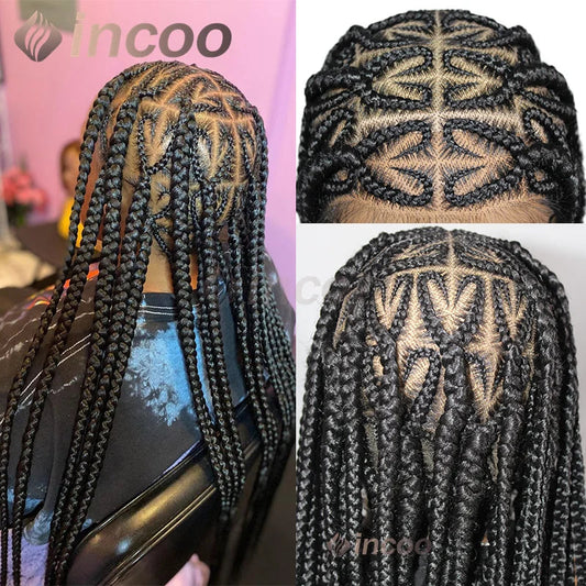 36" Heart Shaped Braided Wig | Senegalese Twists & Jumbo Box Braids | Full Lace Frontal Luxegan