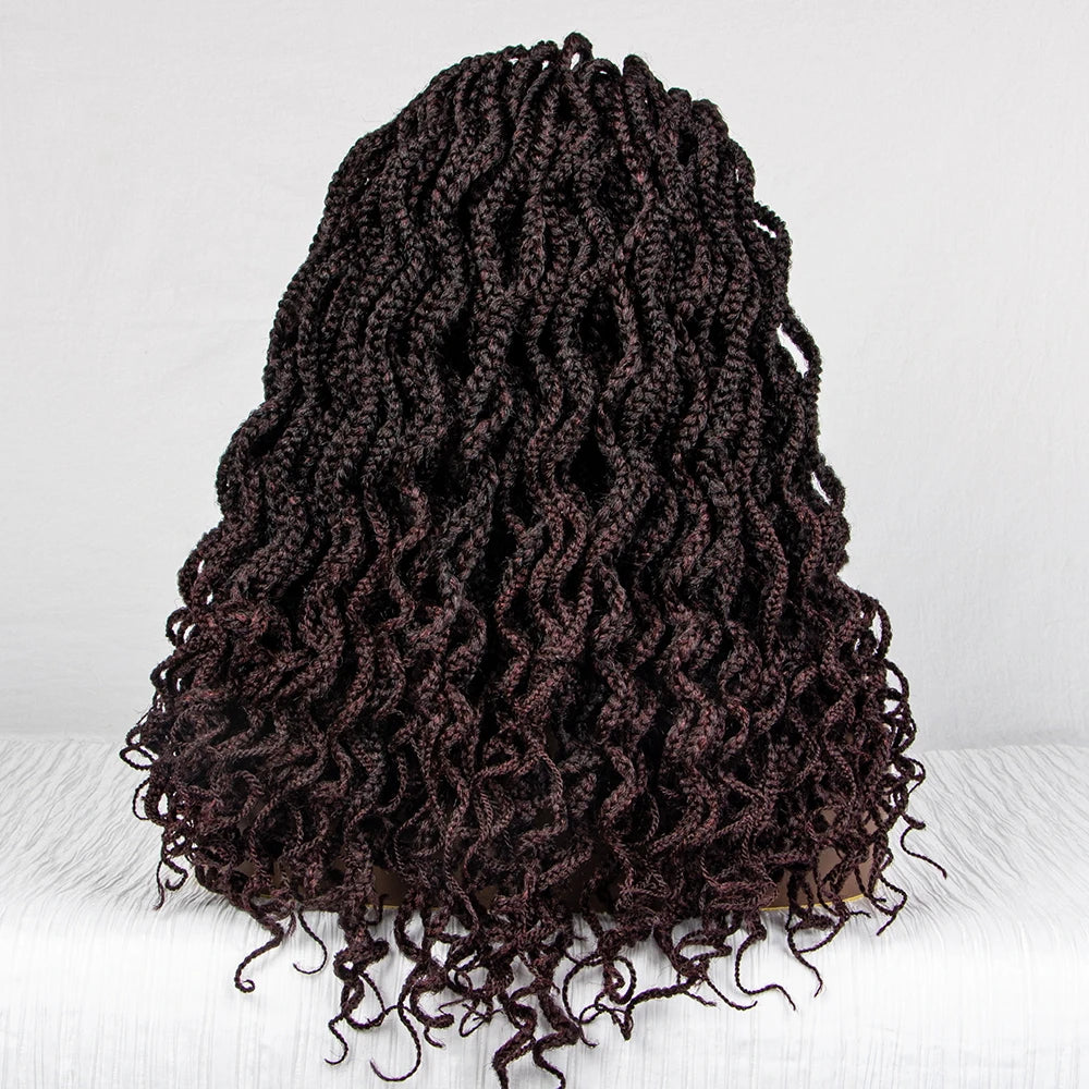 18" Knotless Box Braids Wig | Synthetic Lace Front Luxegan