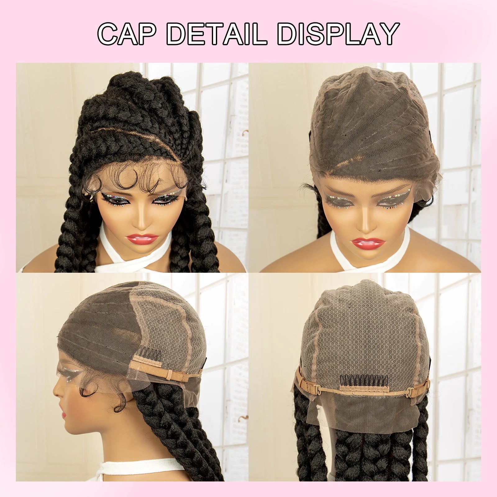 36" Extra Long Box Braided Full Lace Wig | Synthetic Braiding Wig | For Black Women | Lace Frontal Braids - Luxegan