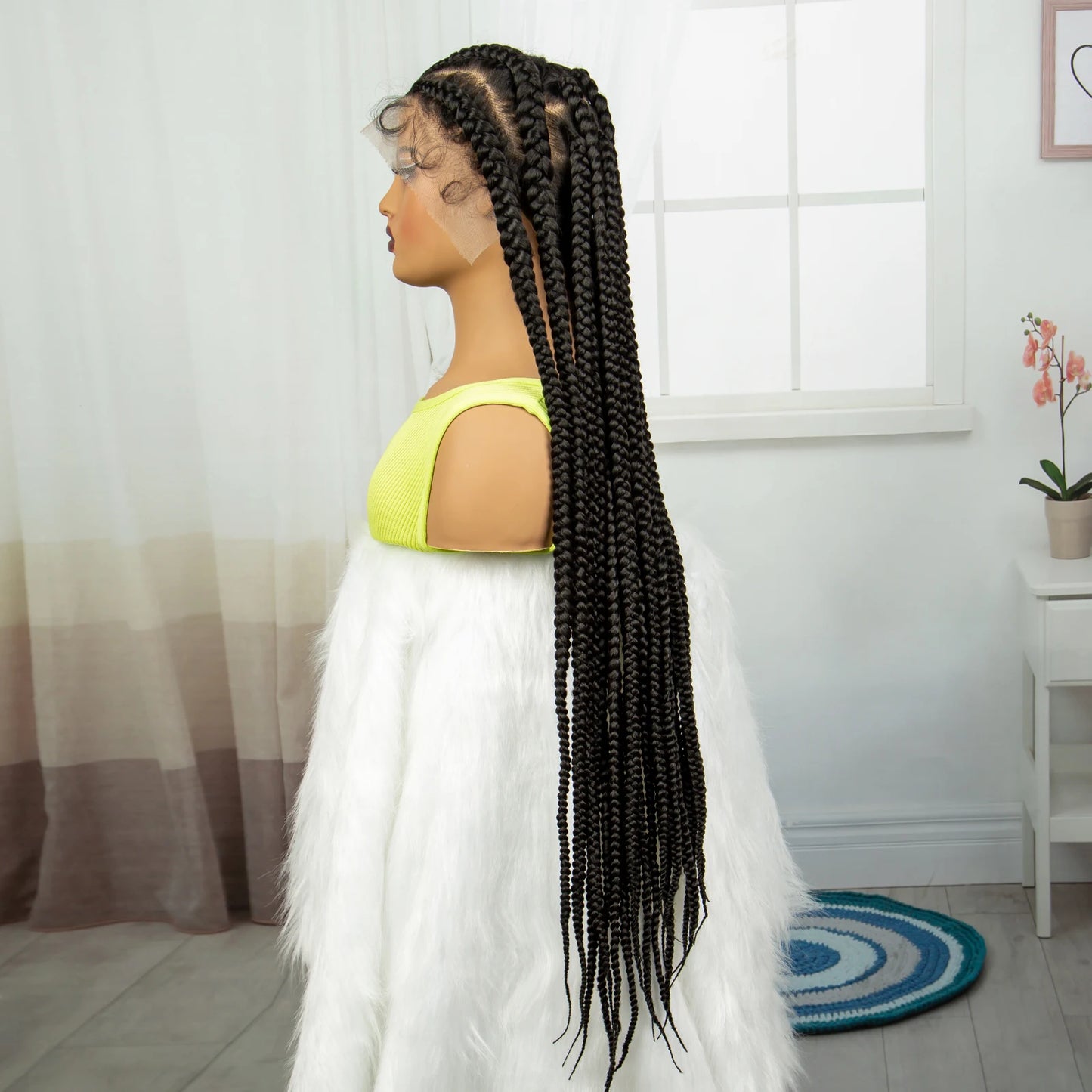 38" Cornrow Knotless Braids Wig | Full Lace | Baby Hair | Long Braids Luxegan