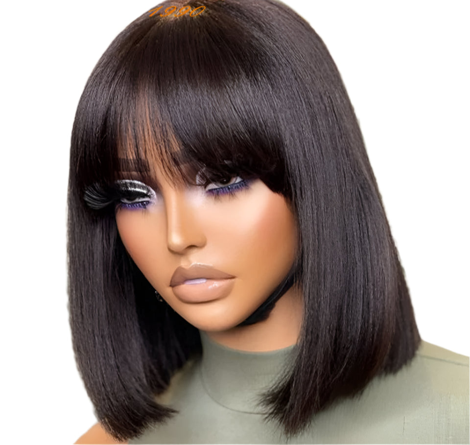Rebecca Straight Bob Wig with Bangs | Remy Human Hair 10-14 Inches Luxegan