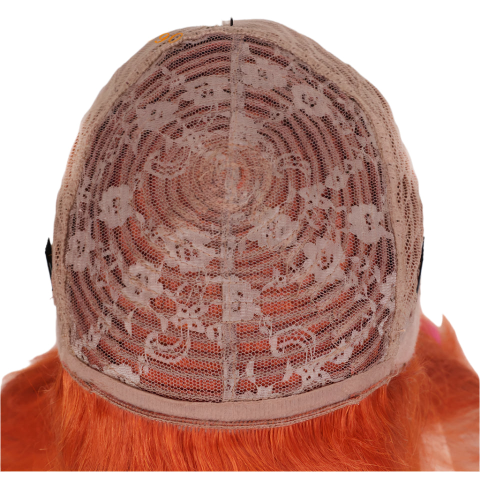 180% Density Ginger Straight Human Hair Wig with Bangs | Full Machine Made Brazilian Hair for Cosplay & Daily Wear Luxegan