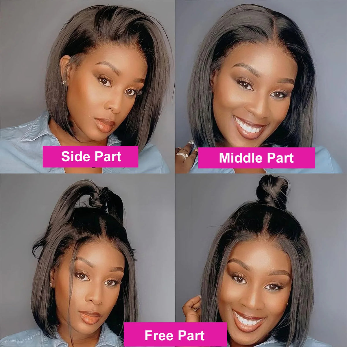 Bone Straight Short Bob Human Hair Wig | 150% Density Full Machine-Made Swiss Lace Wig | 100% Brazilian Remy Human Hair Glueless Straight Bob Wig for Women (8-16 Inches) Luxegan