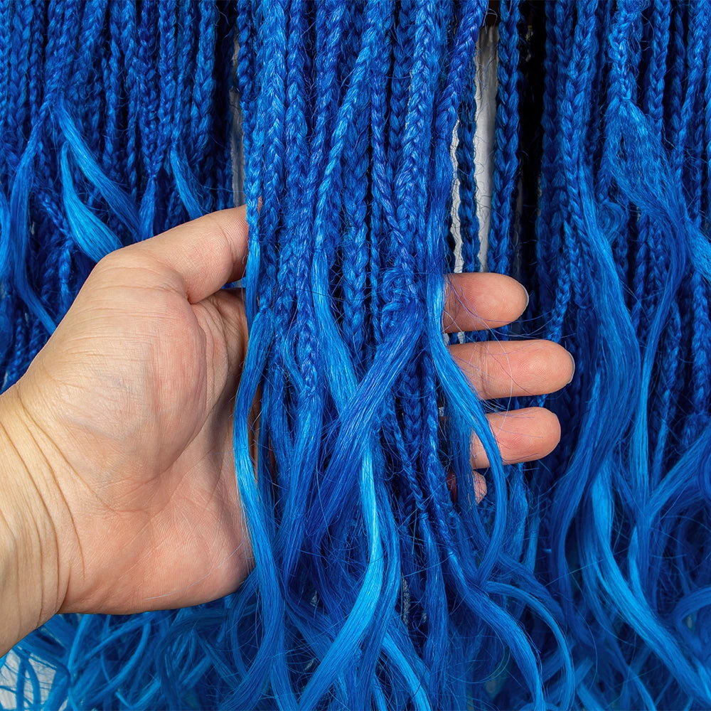 36" Water Wave Braided Wig | Lace Front | Baby Hair | Long Braids Luxegan