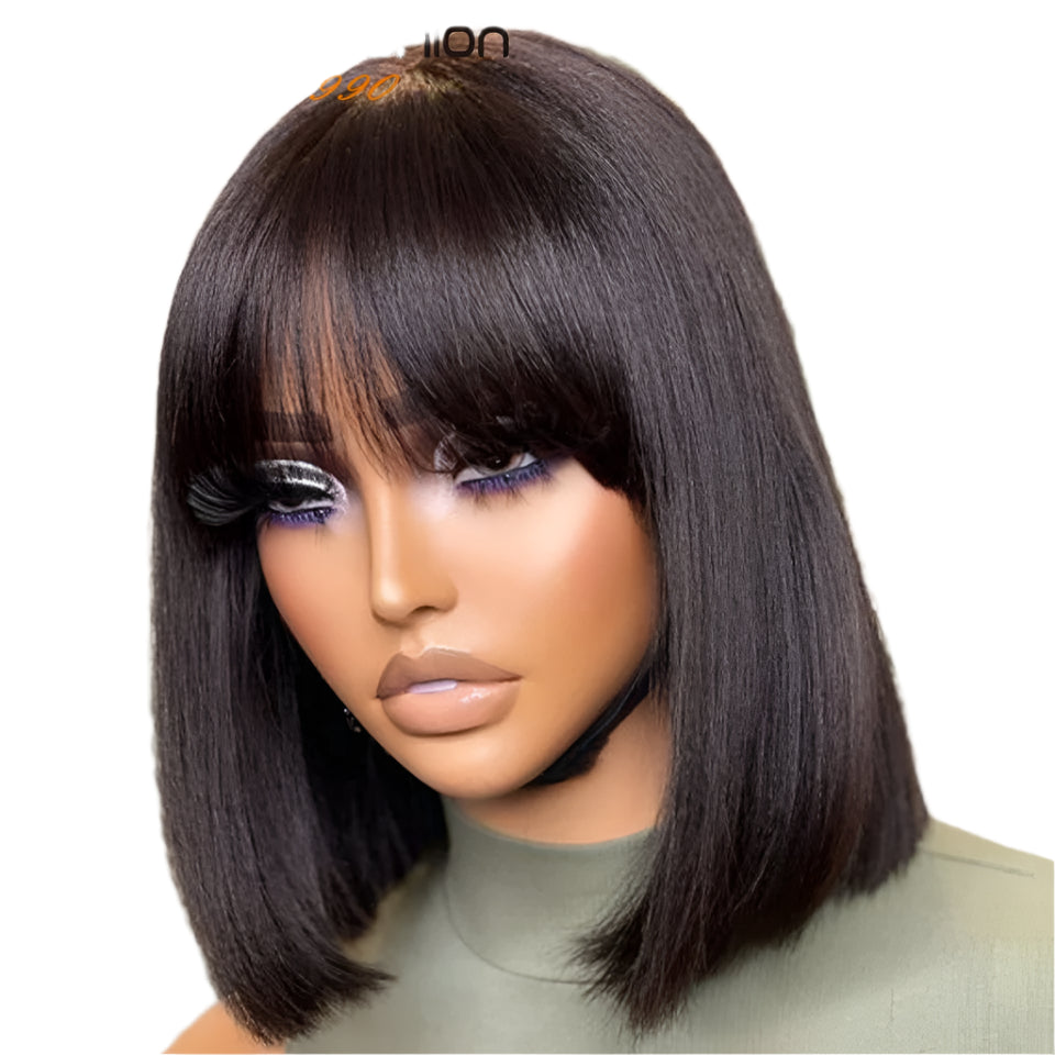 180% Density Straight Bob Wig | Easy Part Human Hair with Middle Part Ban Luxegan