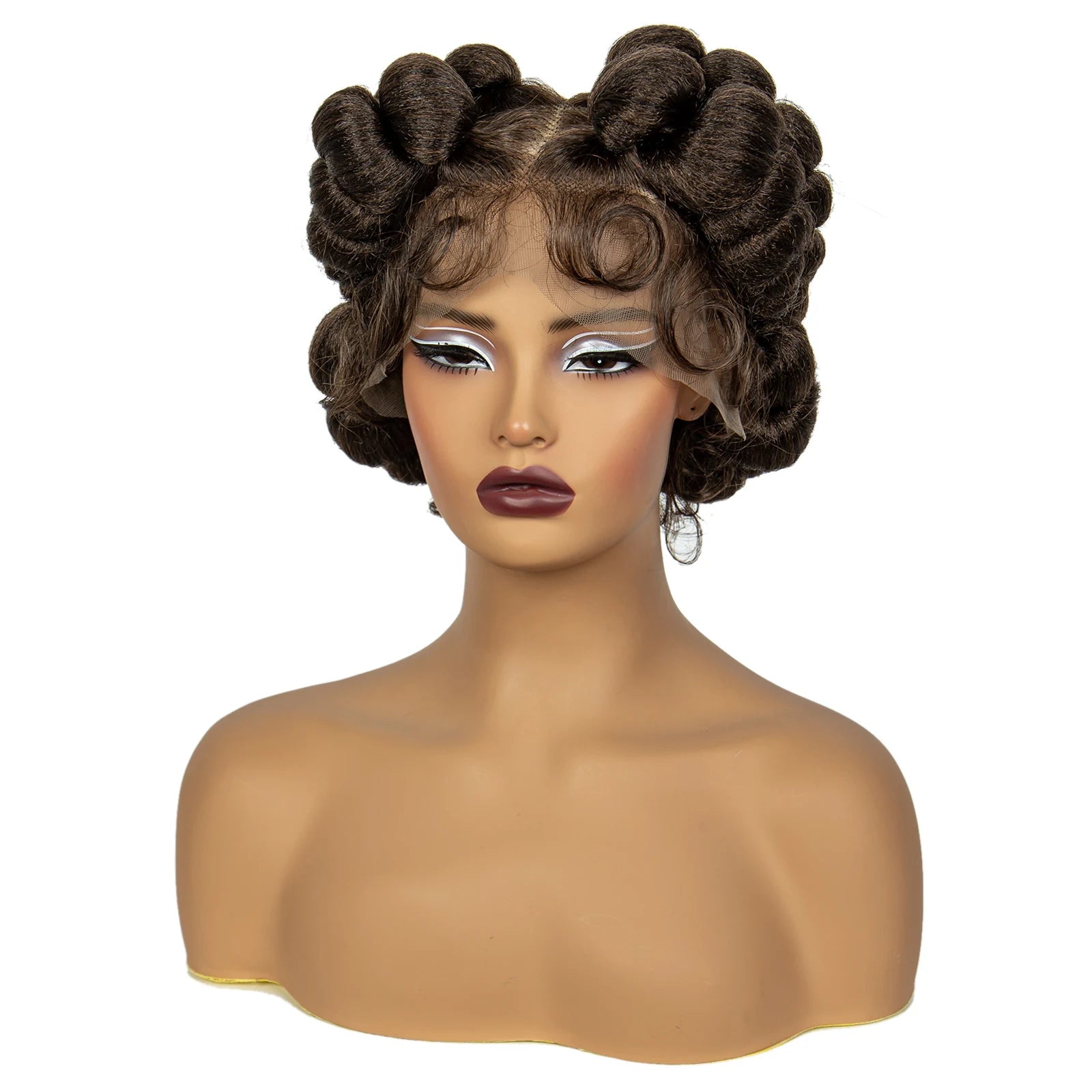 6" Short Cute Handmade Bantu Knotless Braids Wig | Transparent Full Lace Luxegan