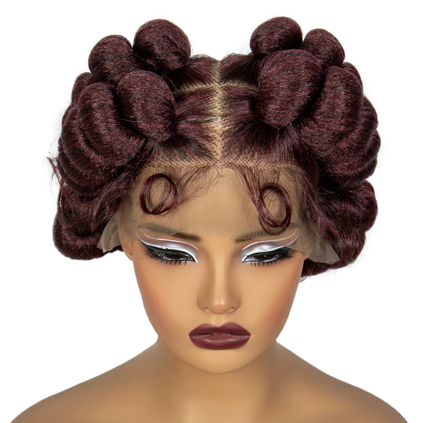 350# Ginger Orange Bantu Knotless Braids Wig | Full Lace | Baby Hair Luxegan