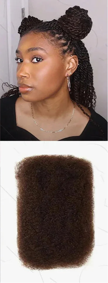 Remy Afro Kinky Bulk Human Hair for Braiding | No Attachment DIY Mini Twists & Braids (Brazilian, 1Pc) Luxegan