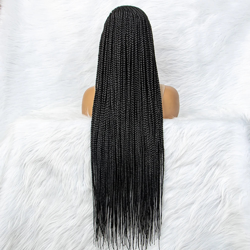 13x6 Lace Front Knotless Box Braided Wig with Baby Hair | Trendy Synthetic Braids Wig for Black Women Luxegan