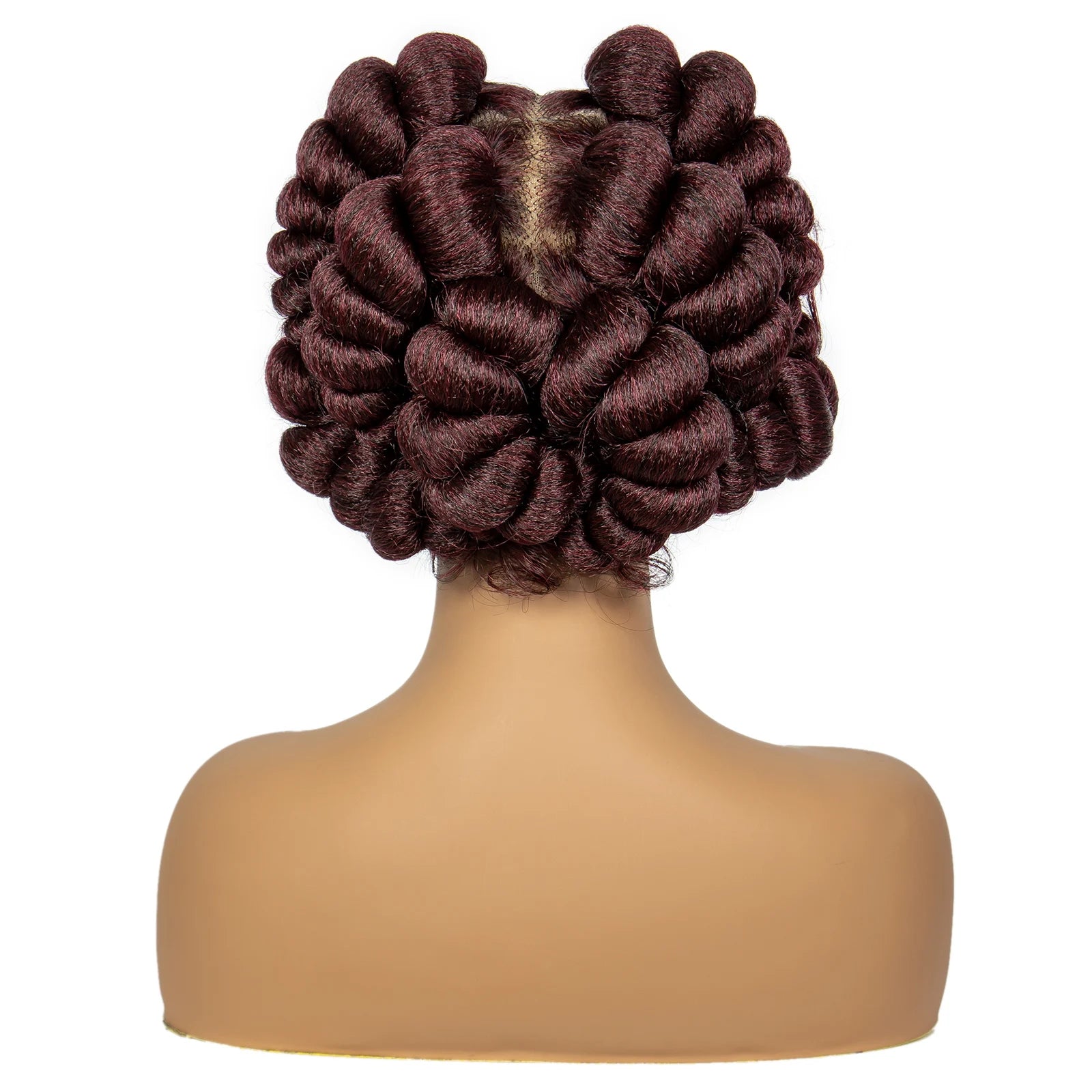 1B/30 Ombre Full Lace Handmade Bantu Braided Wig | Short Synthetic Knotless Braids with Transparent Lace Luxegan