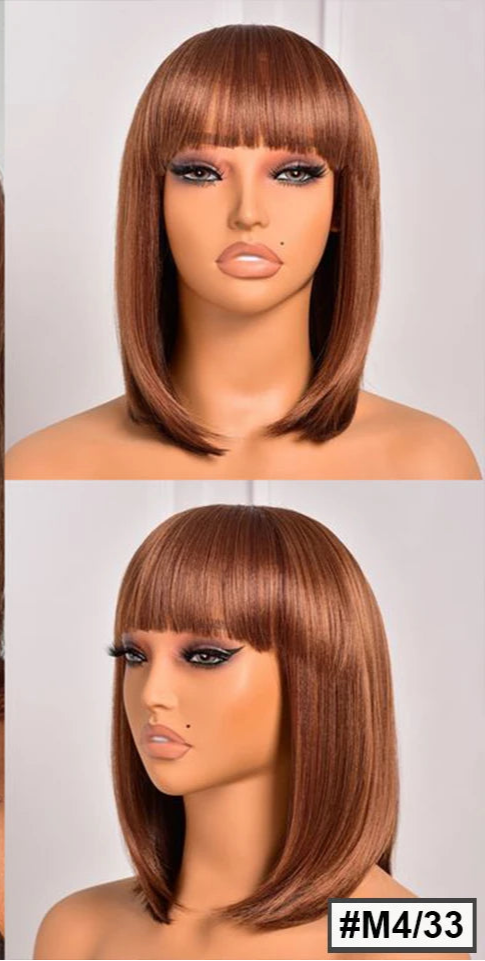 180% Density Straight Bob Wig | Easy Part Human Hair with Middle Part Ban Luxegan