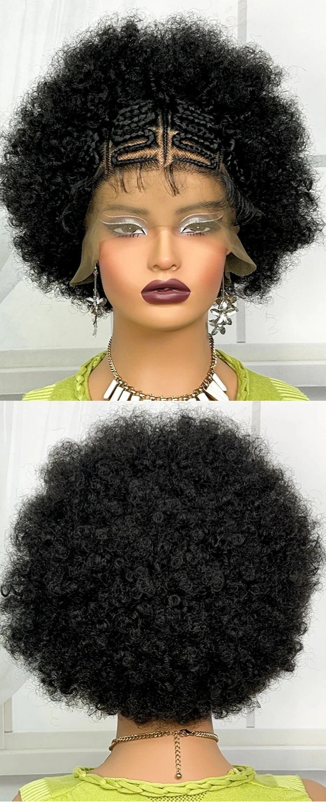 Burgundy Afro Curly Braids Bob Wig | 13x6 Lace Front | Baby Hair Luxegan