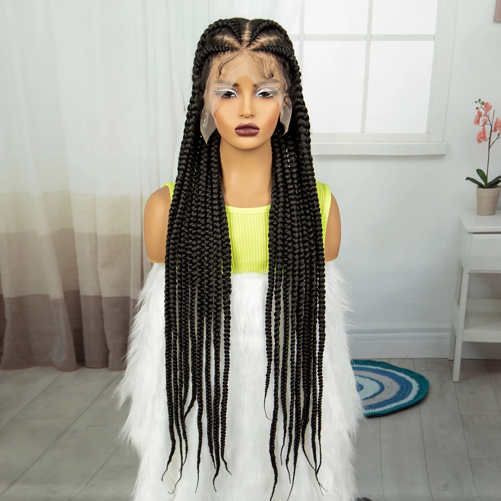 38" Cornrow Knotless Braids Wig | Full Lace | Baby Hair | Long Braids Luxegan