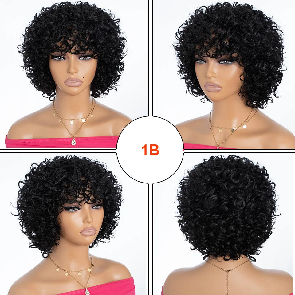 Rebecca 10 Inch Ombre 1B/#4 Curly Bob Wig | Water Wave Brazilian Remy Human Hair Luxegan