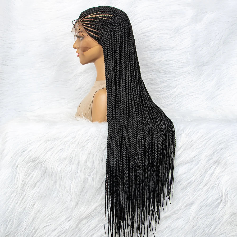 13x6 Lace Front Knotless Box Braided Wig with Baby Hair | Trendy Synthetic Braids Wig for Black Women Luxegan