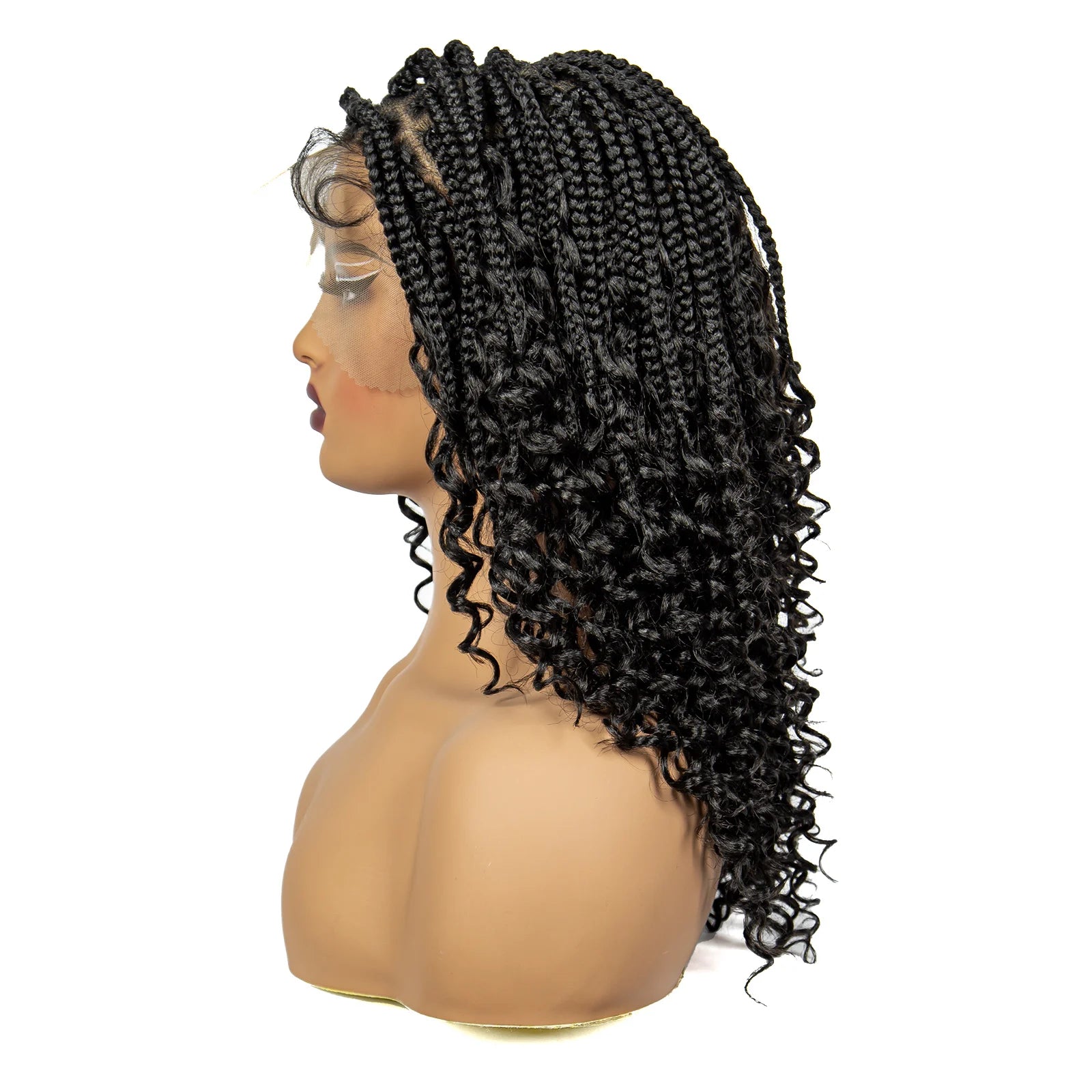 16" Deep Wave Knotless Braids Wig | Curly Ends | Full Lace | Baby Hair Luxegan