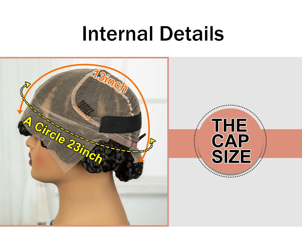 Handmade Knotless Bantu Cornrow Braids Wig | Full Lace Front | Short Braids Luxegan