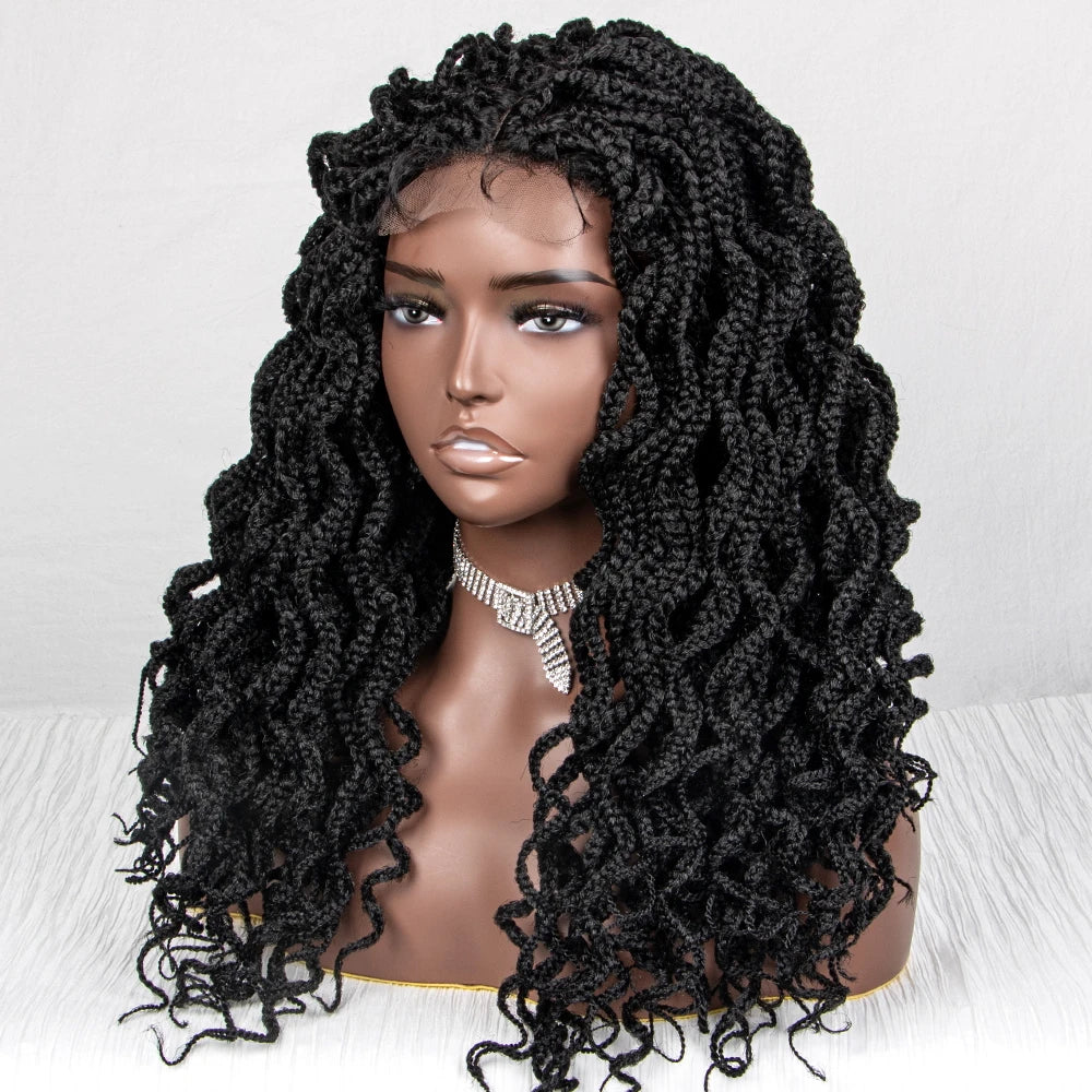 18" Knotless Box Braids Wig | Synthetic Lace Front Luxegan