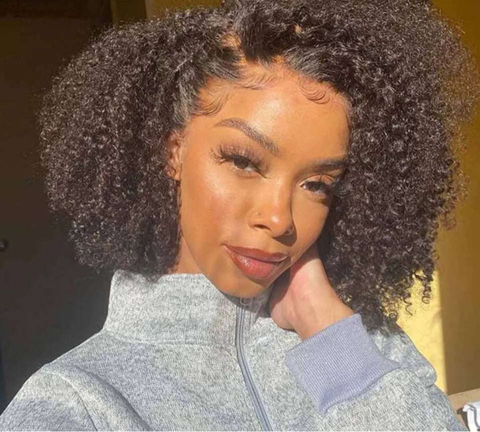 Ombre T1B/30 Afro Kinky Curly Lace Front Bob Wig | Pre-Plucked Transparent Lace Brazilian Deep Curly Human Hair Luxegan