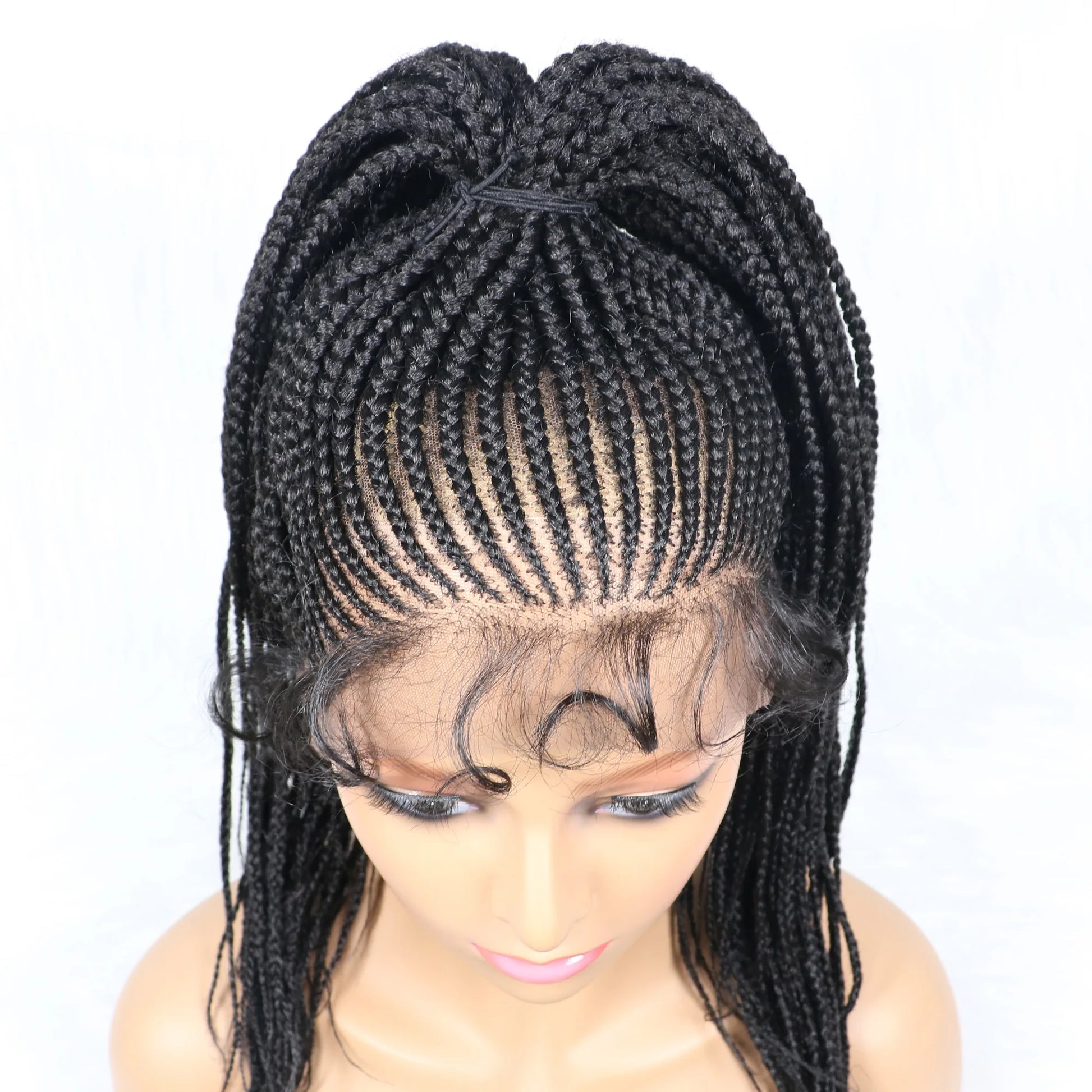 30" Braided Lace Front Wig for Black Women | African Braids with Baby Hair | Synthetic Glueless Mat Wig