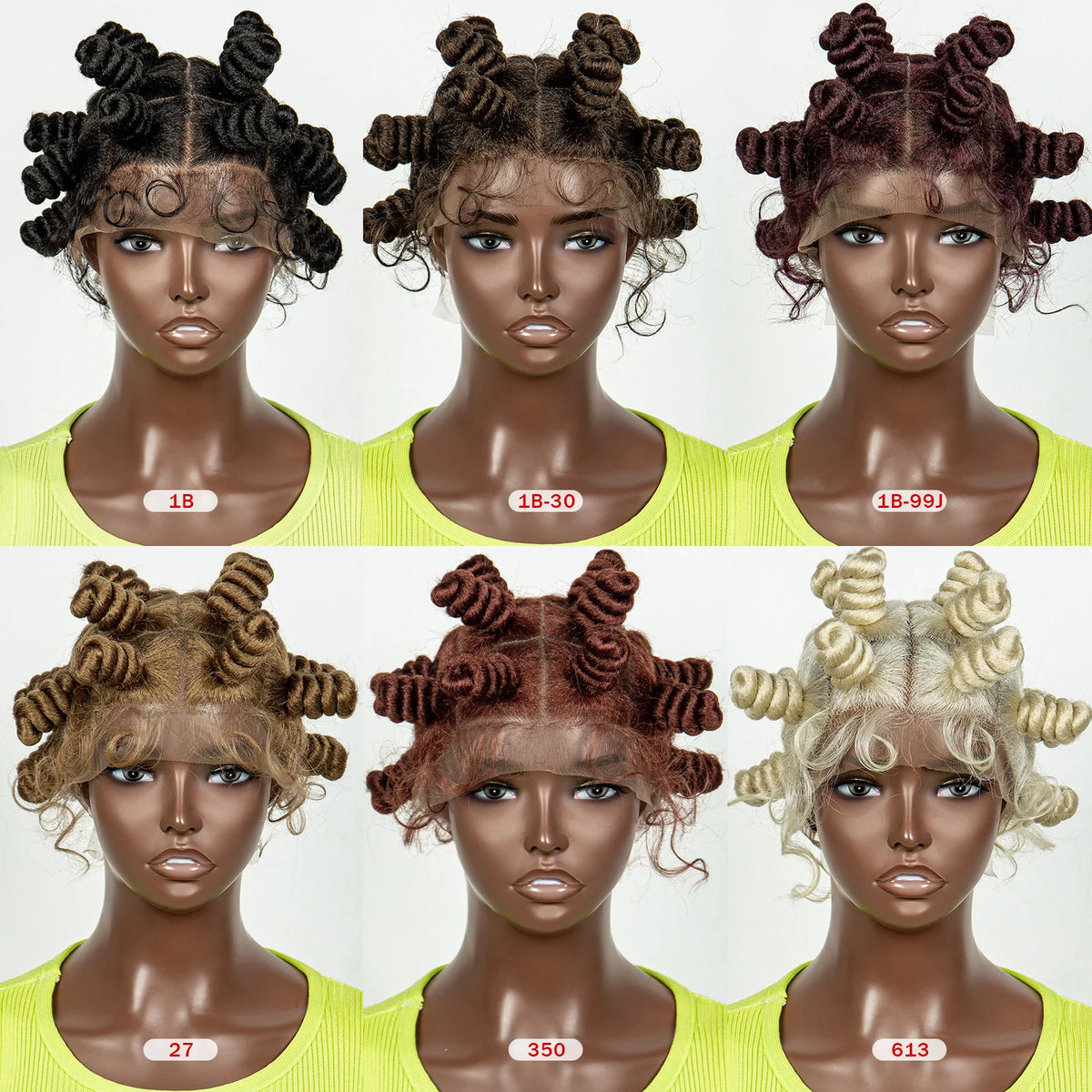 Short Cute 350 Color Bantu Knotless Braids Wig | Transparent Full Lace | Baby Hair Luxegan