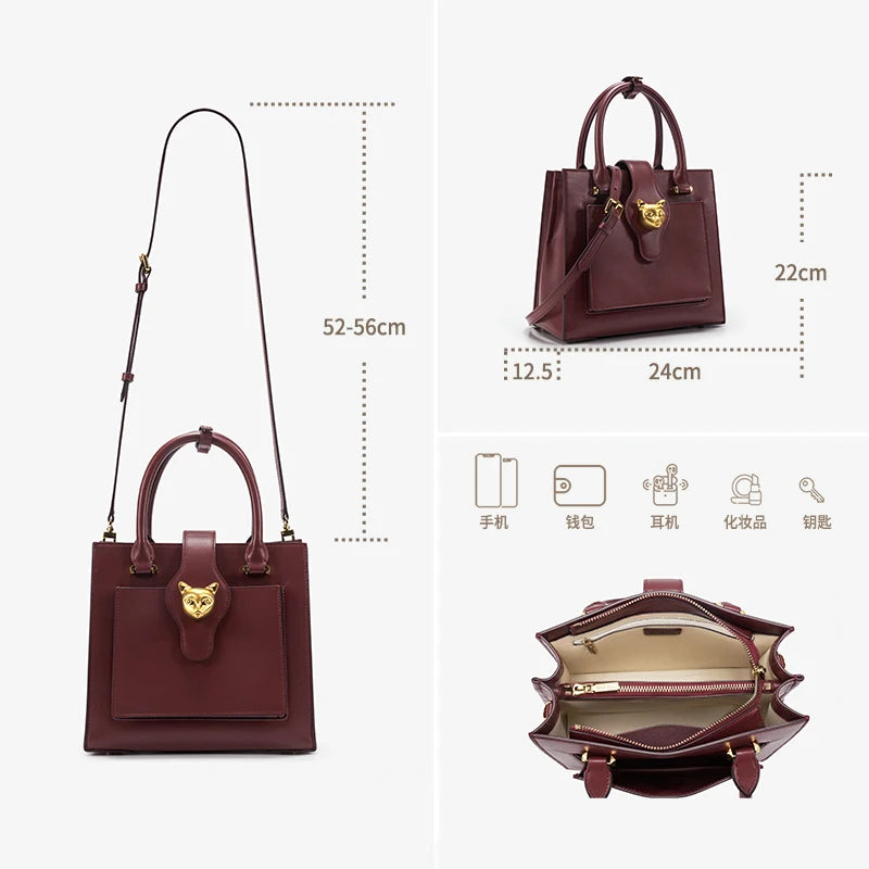 New Luxury Genuine Leather Women’s Handbag | Large Capacity Multi-Compartment Commuter Bag | Fashion Handheld & Crossbody Business Tote Luxegan