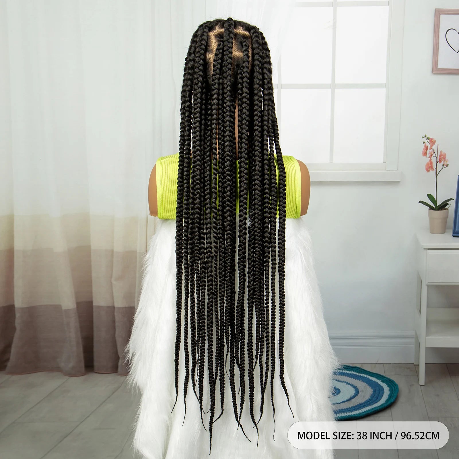 38" Cornrow Knotless Braids Wig | Full Lace | Baby Hair | Long Braids Luxegan