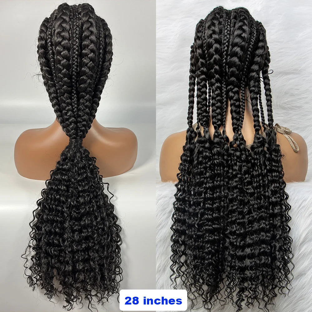 Braided Ponytail Wig | Kinky Curly Lace Front with Baby Hair Luxegan