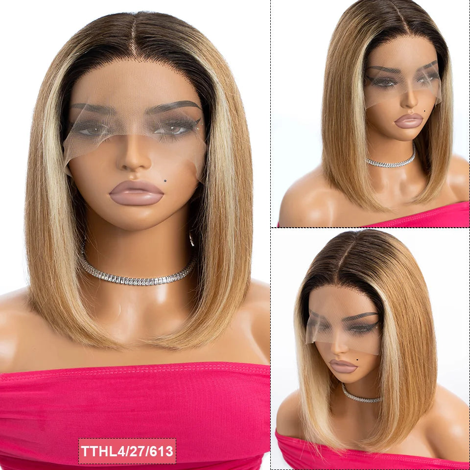 Ginger Short Bob Wig | Straight Human Hair T-Part Lace Front Luxegan