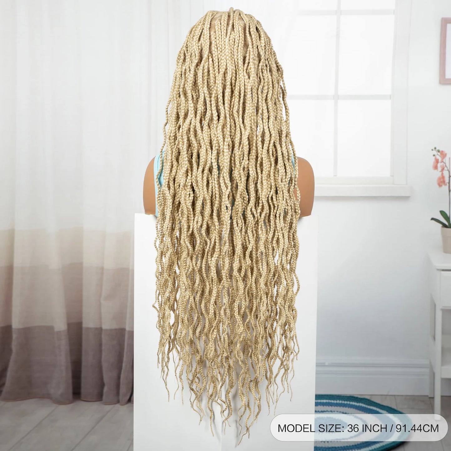 36" Long 613 Blonde Knotless Box Braids Wig | Full Lace Frontal Twist Luxegan