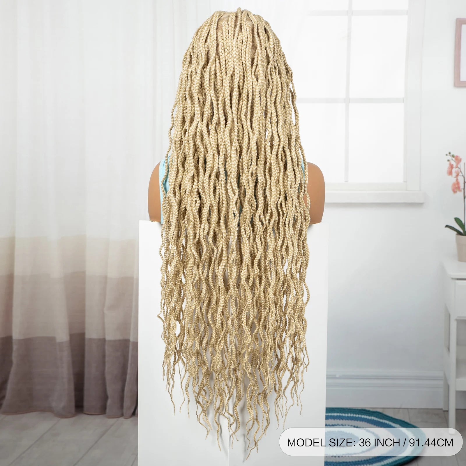 36" Long 613 Blonde Knotless Box Braids Wig | Full Lace Frontal Twist Luxegan