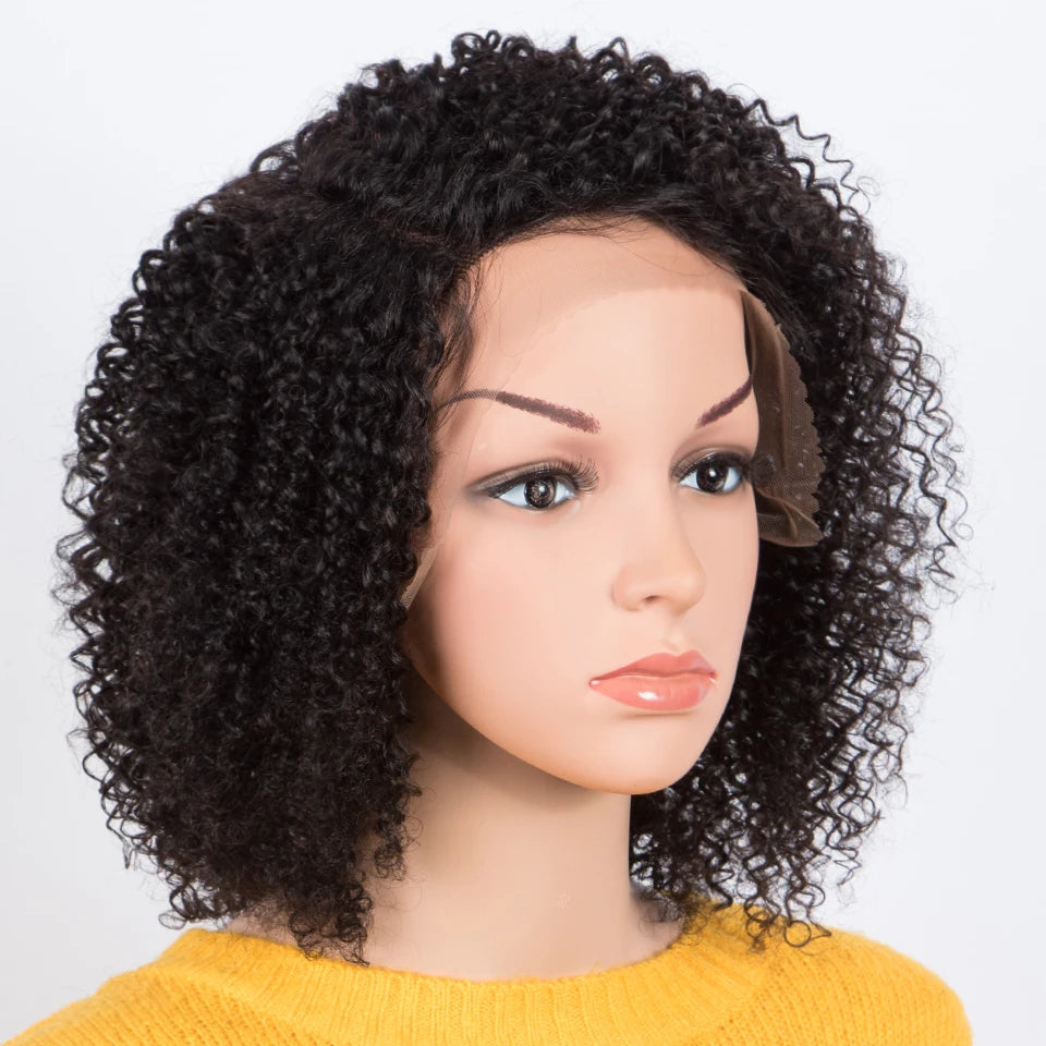 Ombre T1B/30 Afro Kinky Curly Lace Front Bob Wig | Pre-Plucked Transparent Lace Brazilian Deep Curly Human Hair Luxegan