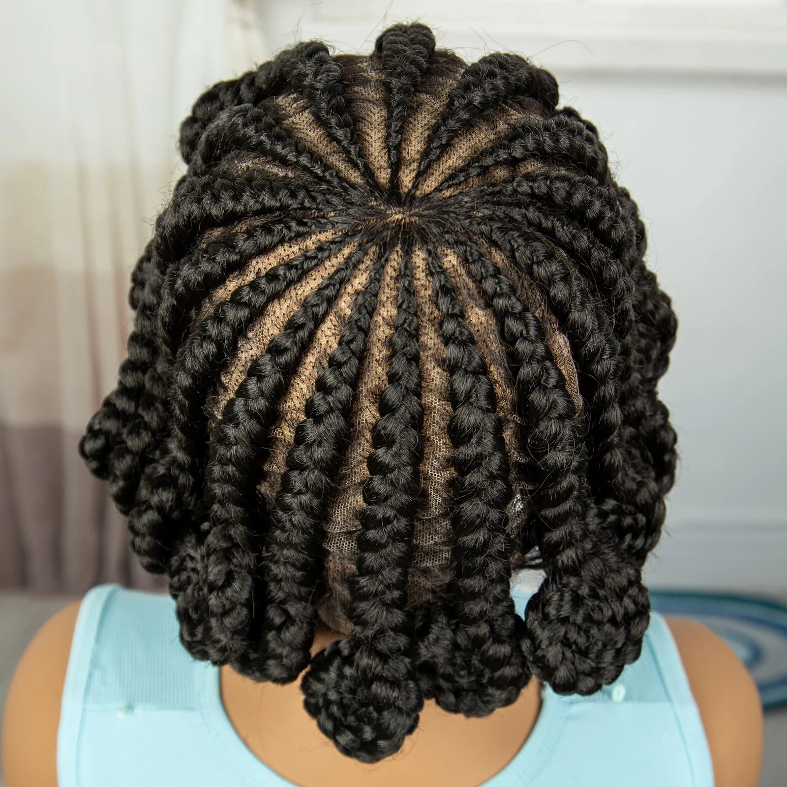 Handmade Knotless Bantu Cornrow Braids Wig | Full Lace Front | Short Braids Luxegan
