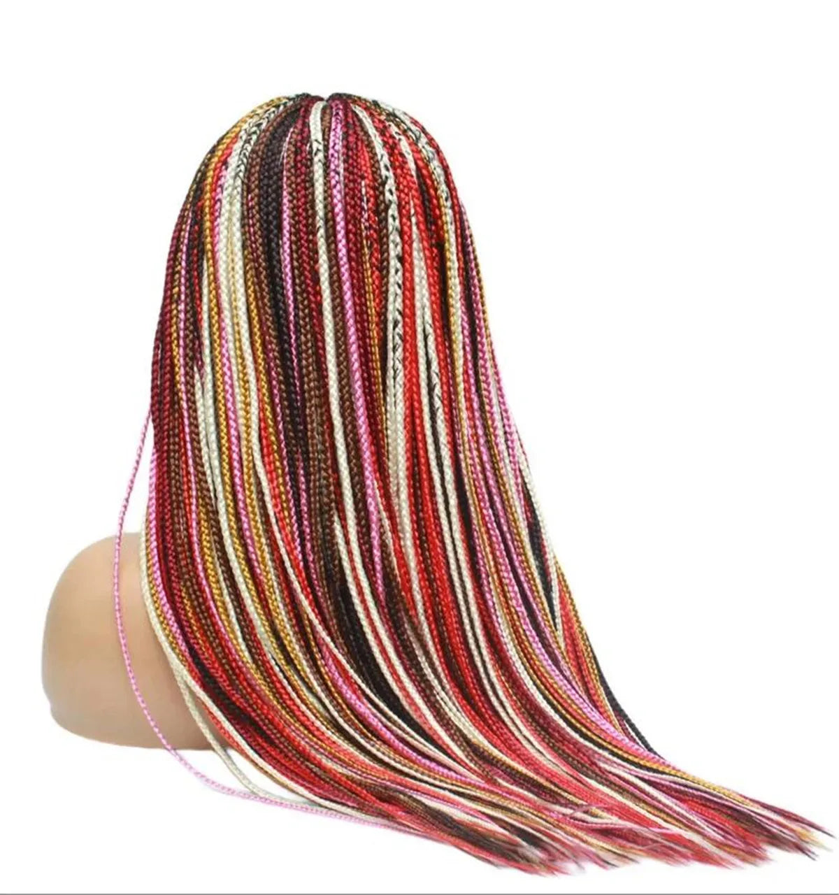 Knotless Box Braids Wig | Multi-Color Braided Lace Frontal Wig | Glueless & Lightweight | Kanekalon Synthetic Hair