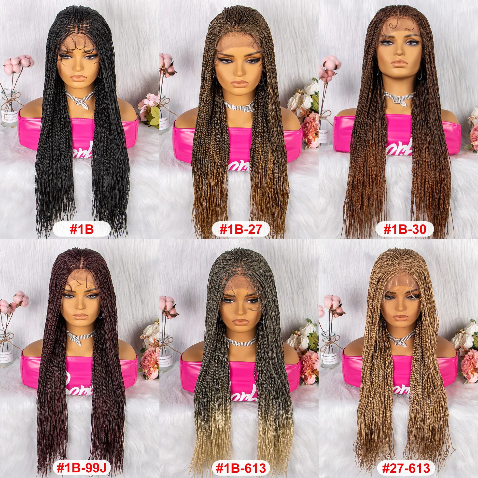 30" Twist Braided Lace Front Wig | Knotless Braids | Long Straight Hair | Heat Resistant Synthetic Wig | For Black Women