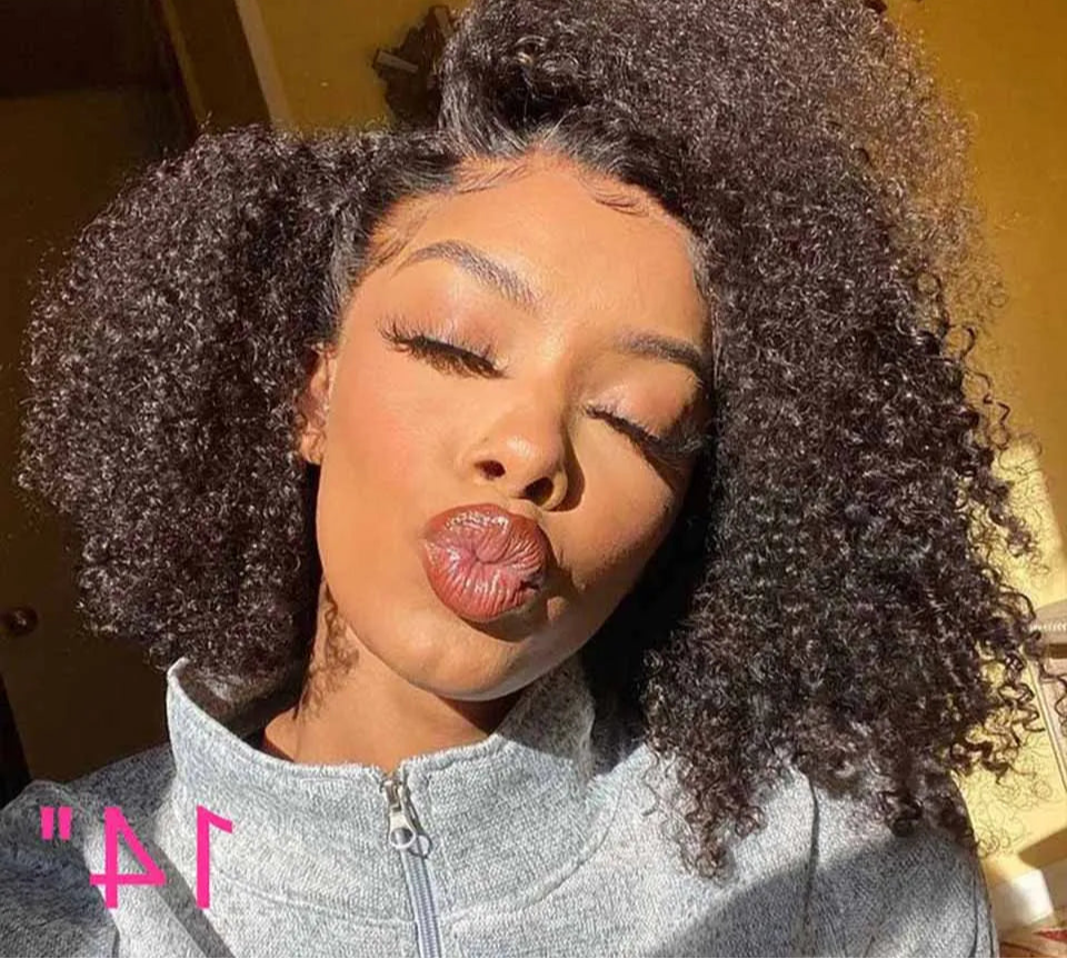 Ombre T1B/30 Afro Kinky Curly Lace Front Bob Wig | Pre-Plucked Transparent Lace Brazilian Deep Curly Human Hair Luxegan