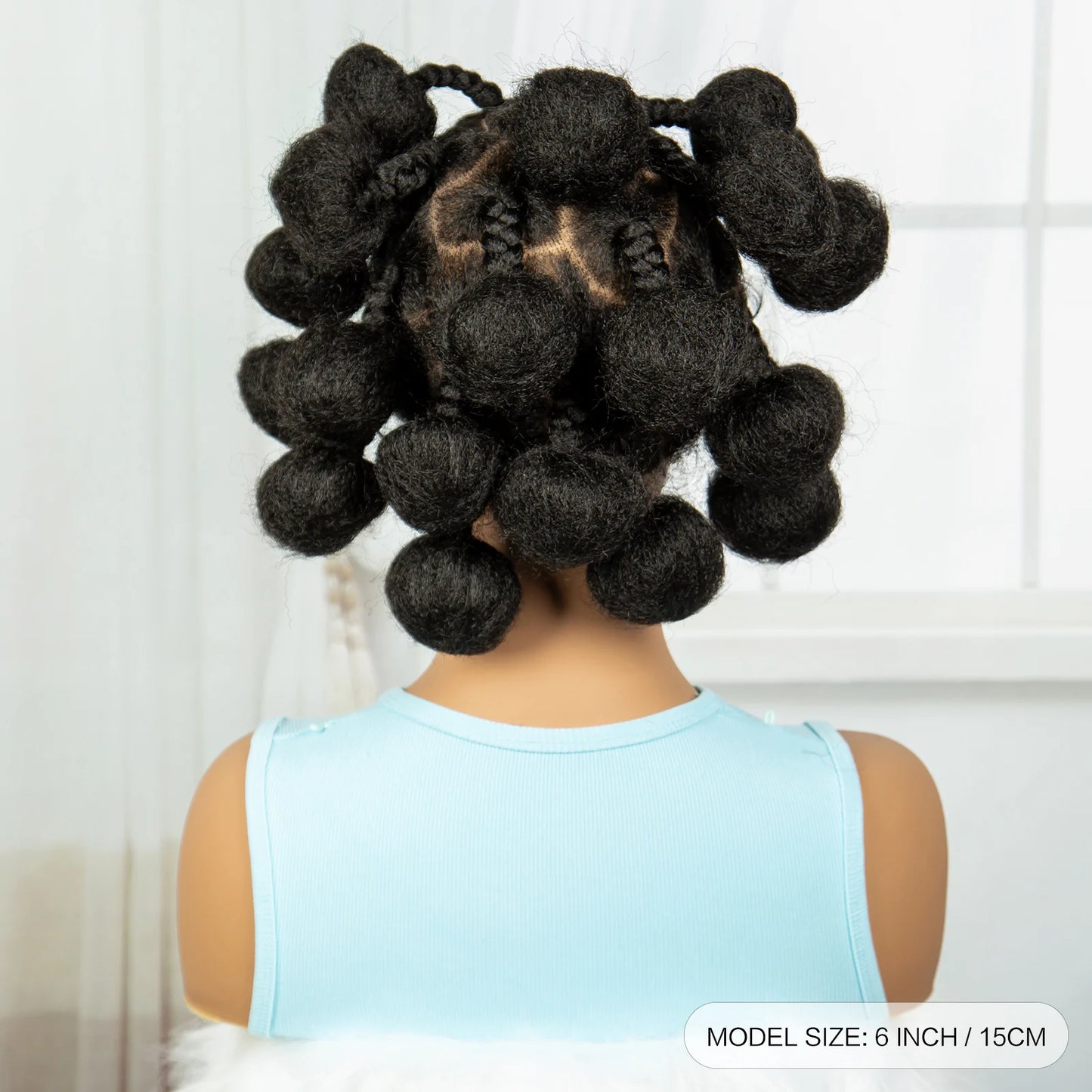 Short Cute Handmade Bantu Knotless Braids Wig | Transparent Full Lace Frontal Luxegan