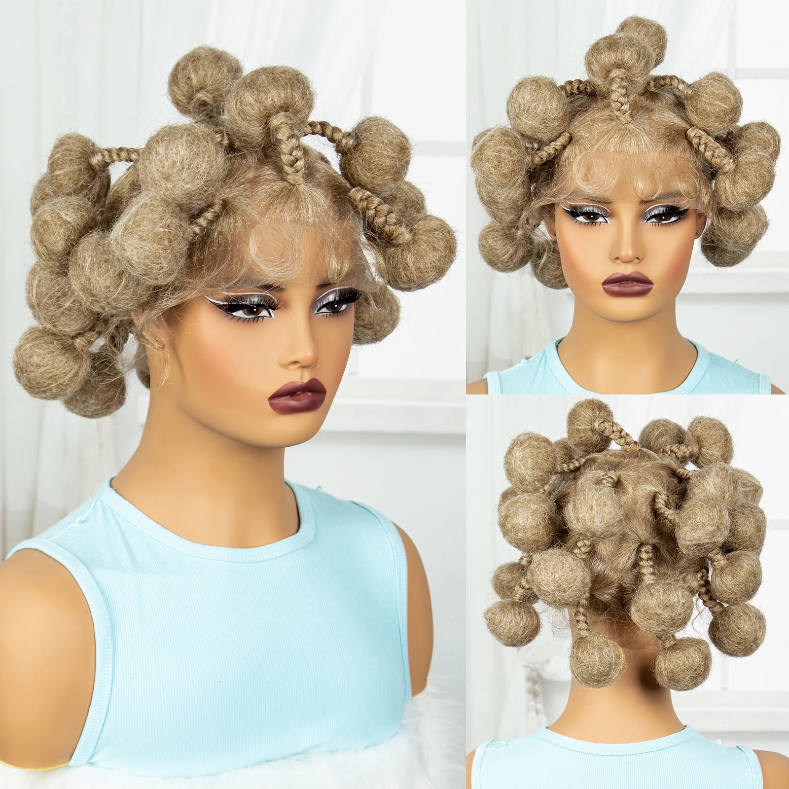 Handmade Bantu Knotless Braids Full Lace Wig | Short Synthetic Braided Wig with Baby Hair for Black Women Luxegan