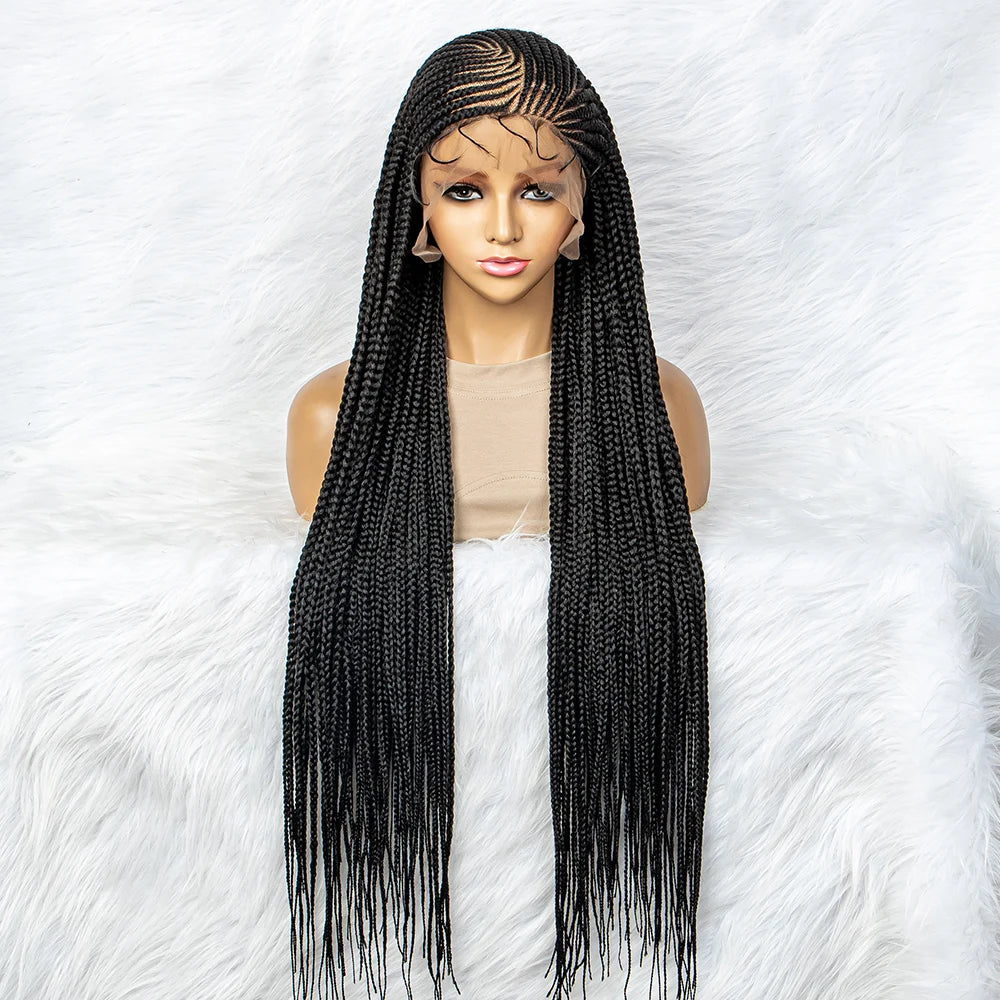 13x6 Lace Front Knotless Box Braided Wig with Baby Hair | Trendy Synthetic Braids Wig for Black Women Luxegan