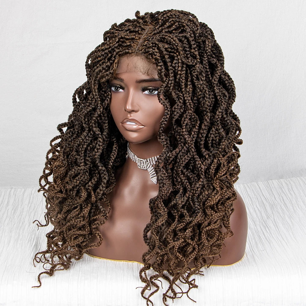 18" Knotless Box Braids Wig | Synthetic Lace Front Luxegan