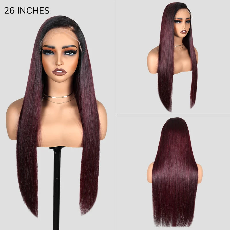 7x6 Burgundy PartingMax Glueless HD Lace Wig | Straight Body Wave Water Wave Burmese Curly Luxegan