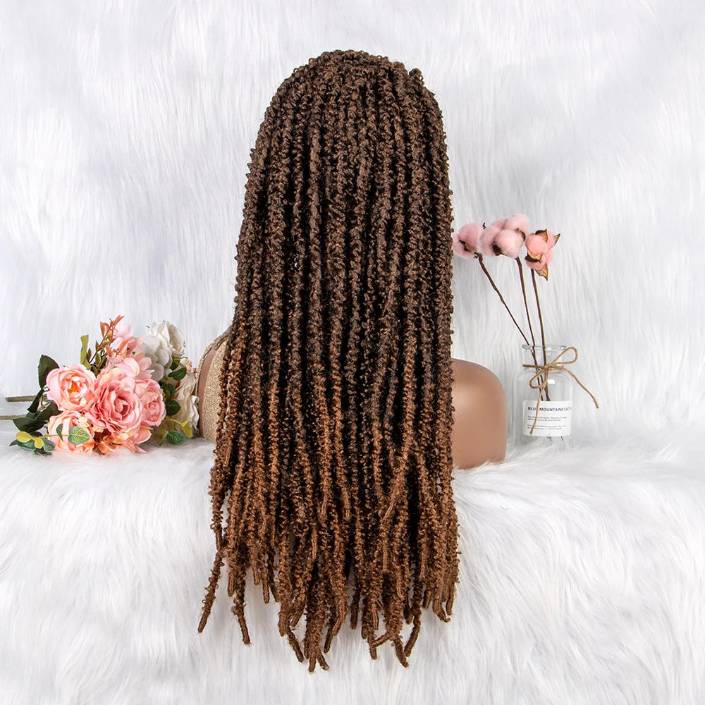 22" Curly Box Braids Wig | Crochet Hair | Heat Resistant | Daily Wear Luxegan