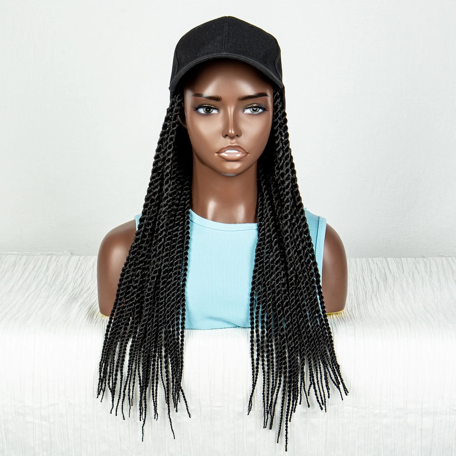 Straight Blonde Braided Hat Wig | Twist Crochet Knotless Box Braids | Baby Hair Luxegan
